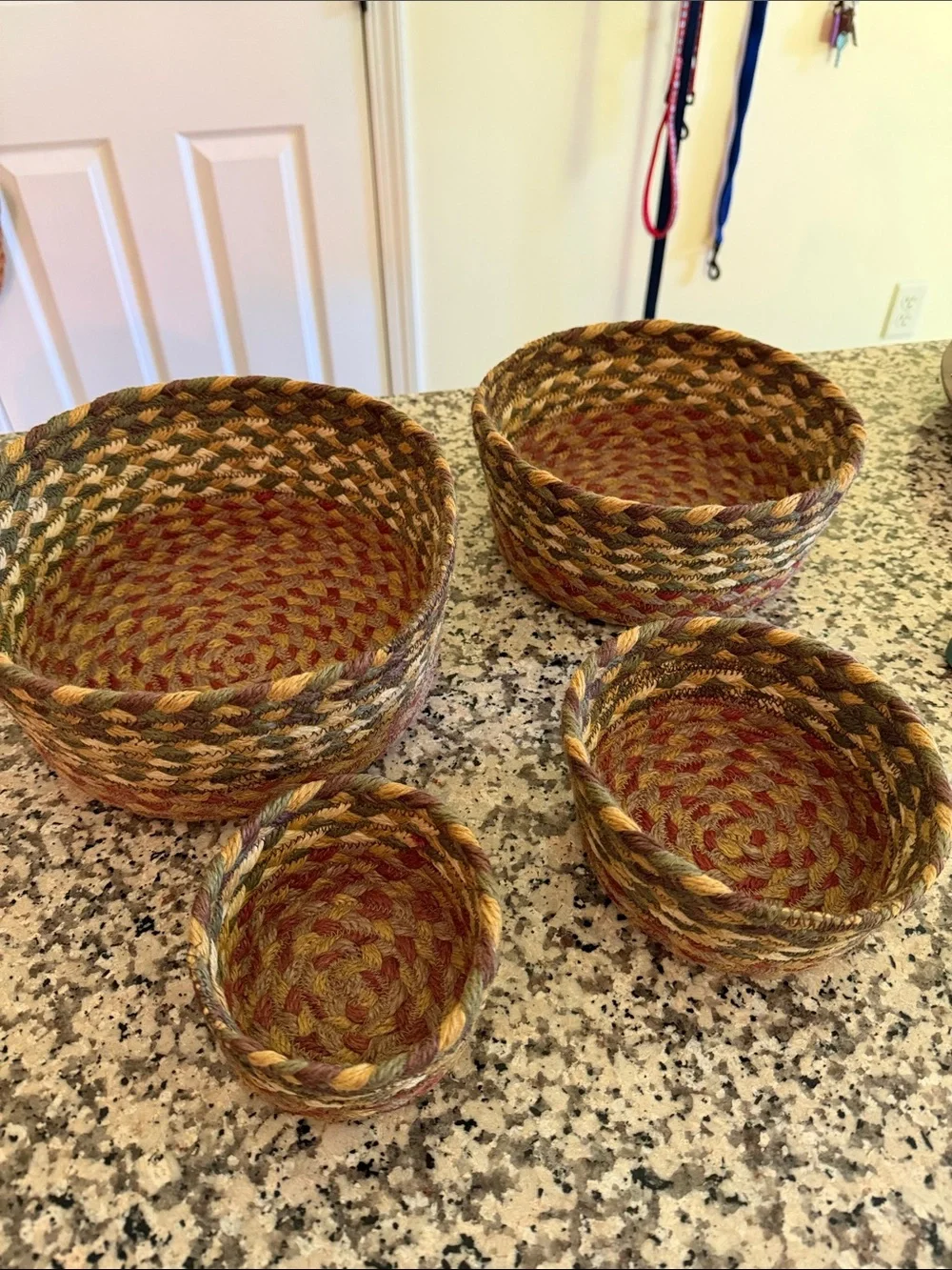 Woven Multicolor Decorative Storage Bowls Trivets- Set of 4